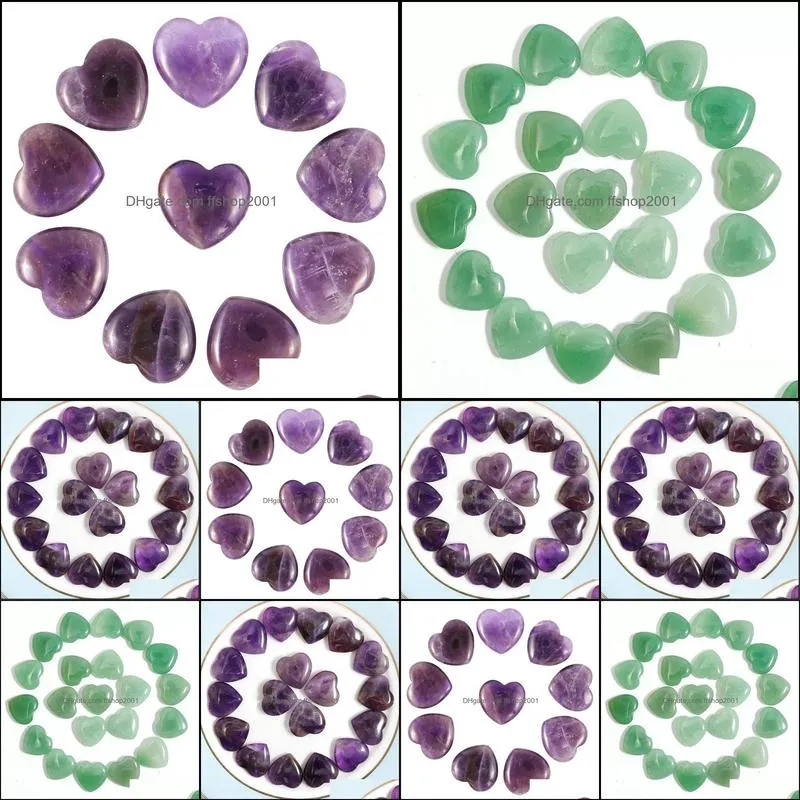 20mm small natural stone heart polished healing love hearts amethyst crystal crafts for home decor