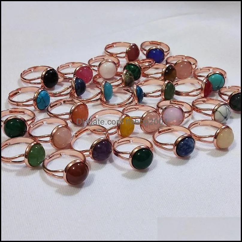 rose gold plated natural crystal ring quartz gem stone rings handmade bohemian jewelry gift women fashion birthday party rings