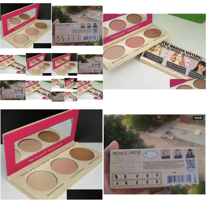 new hot makeup the manizer sisters highlighter 3 color bronzers highlighters palette