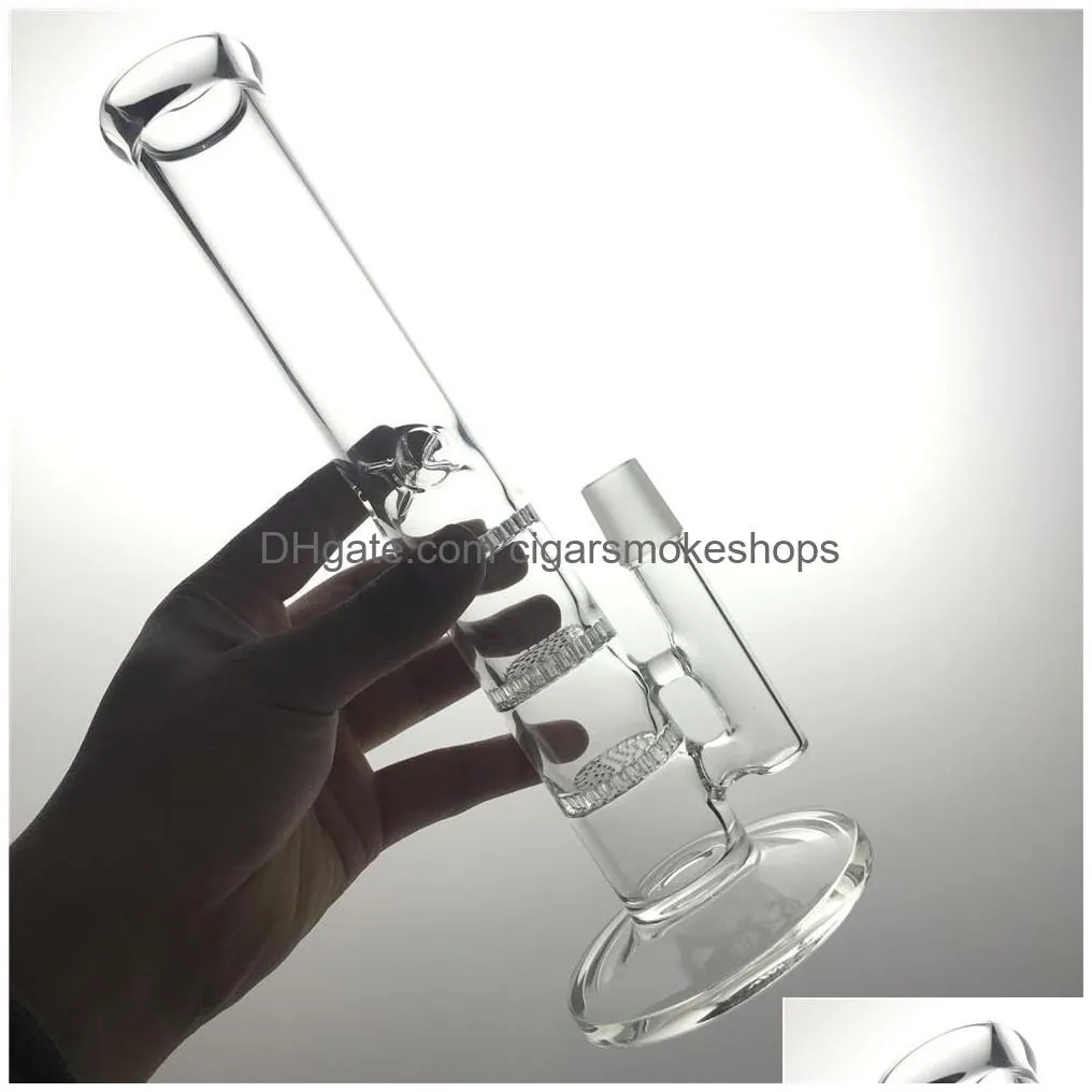 thick recycler heady glass bong water pipes with 10.5 inch 3 honeycombs filter oil rigs 18mm male glass beaker bongs