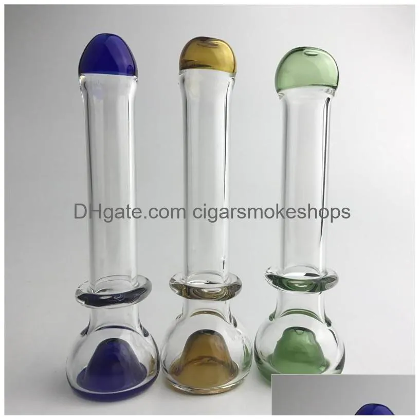 4.5 inch glass hand pipes for smoking with green blue brown clear glass filter tips colorful thick pyrex straw tobacco pipe