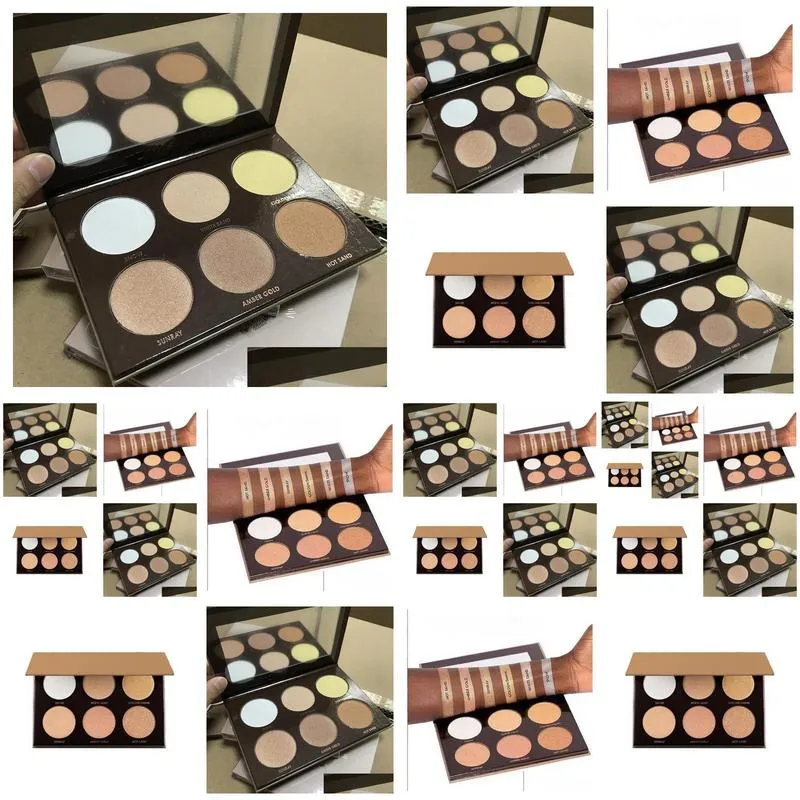 hot makeup gold box 6 color bronzers highlighter powder palette makeup kit