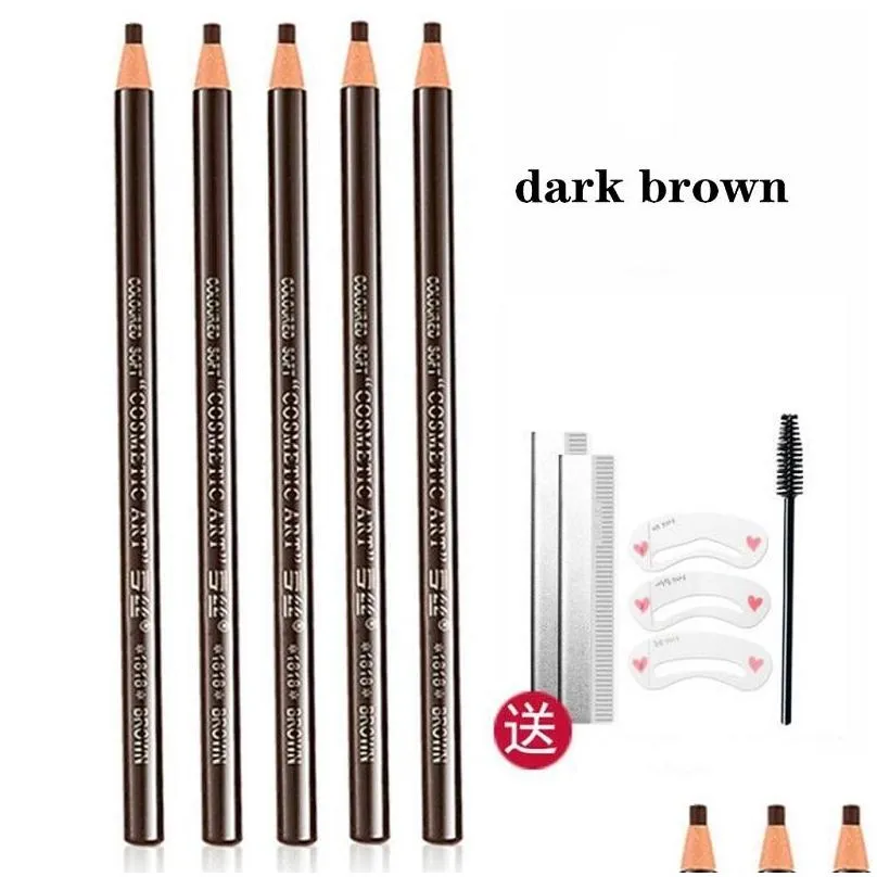 5pcs/set eyebrow pencil makeup eyebrow enhancers cosmetic art waterproof tint stereo types coloured beauty eye brow pen tools