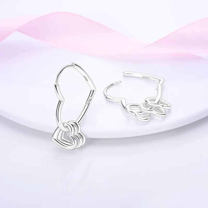 925 Silver Fit Pandora Earrings Crystal Fashion women Jewelry Gift Ear Studs Pave Link Earring Fashion Pendientes Festival Gift