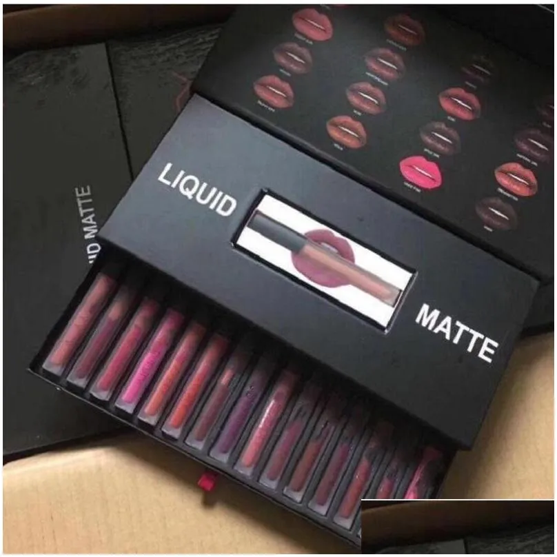 hot 16 colors /set matt lip gloss beauty liquid lipstick make up waterproof long lasting lipgloss trophy wife icon vixen