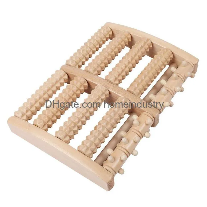 party gift wooden 3/6 row foot massager pain stress relief shiatsu roller foot care massager roller heath therapy relax massager