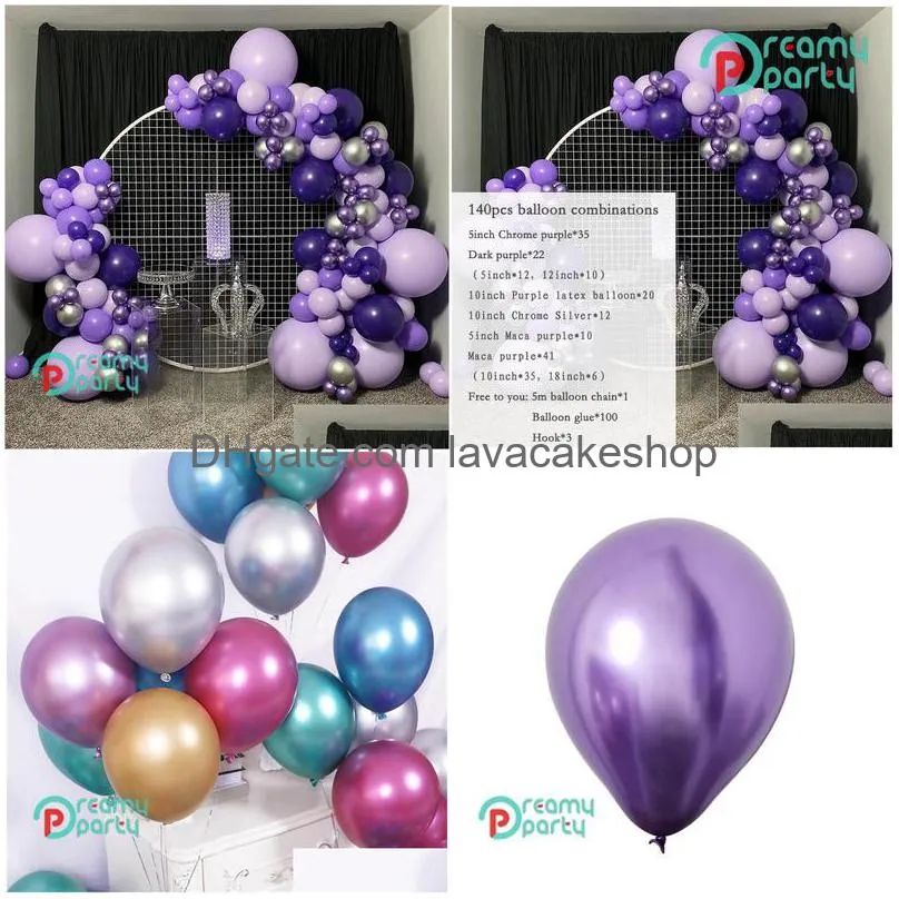 fashion chrome purple balloons latex happy birthday party gold decor balloon adult/kid baby shower/wedding decoration supplies t200624