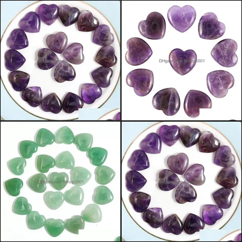 20mm small natural stone heart polished healing love hearts amethyst crystal crafts for home decor
