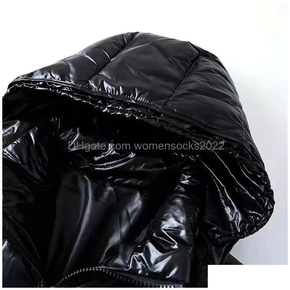designer mens jacket shiny winter windproof warm down jacket hooded jackets couple sweatshirts hip hop trench coat