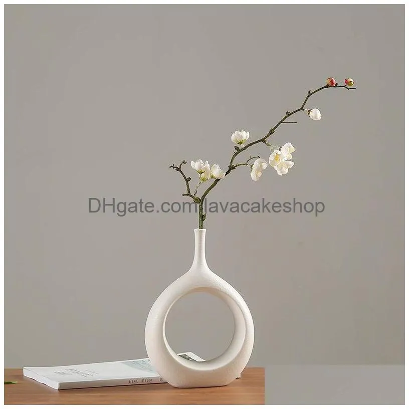 ceramic home crafts ornaments white vase small flower tv cabinet wine decorations vases t200703