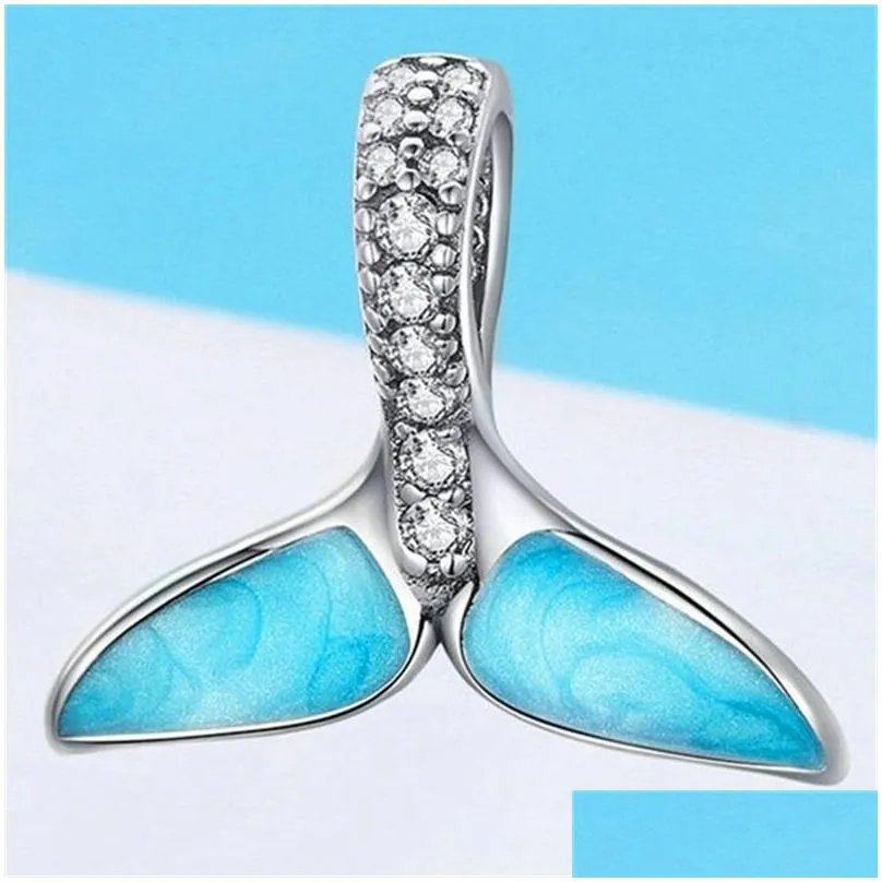 girls charming mermaid tail women pendant necklace blue whale tail fish nautical charm fit diy bracelet charms jewelry making 836 r2