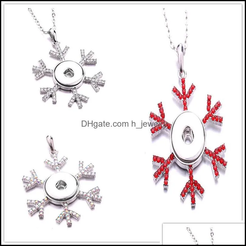 gold silver snap button charms jewelry snowflake shape pendant fit 18mm snaps buttons necklace for women noosa d336