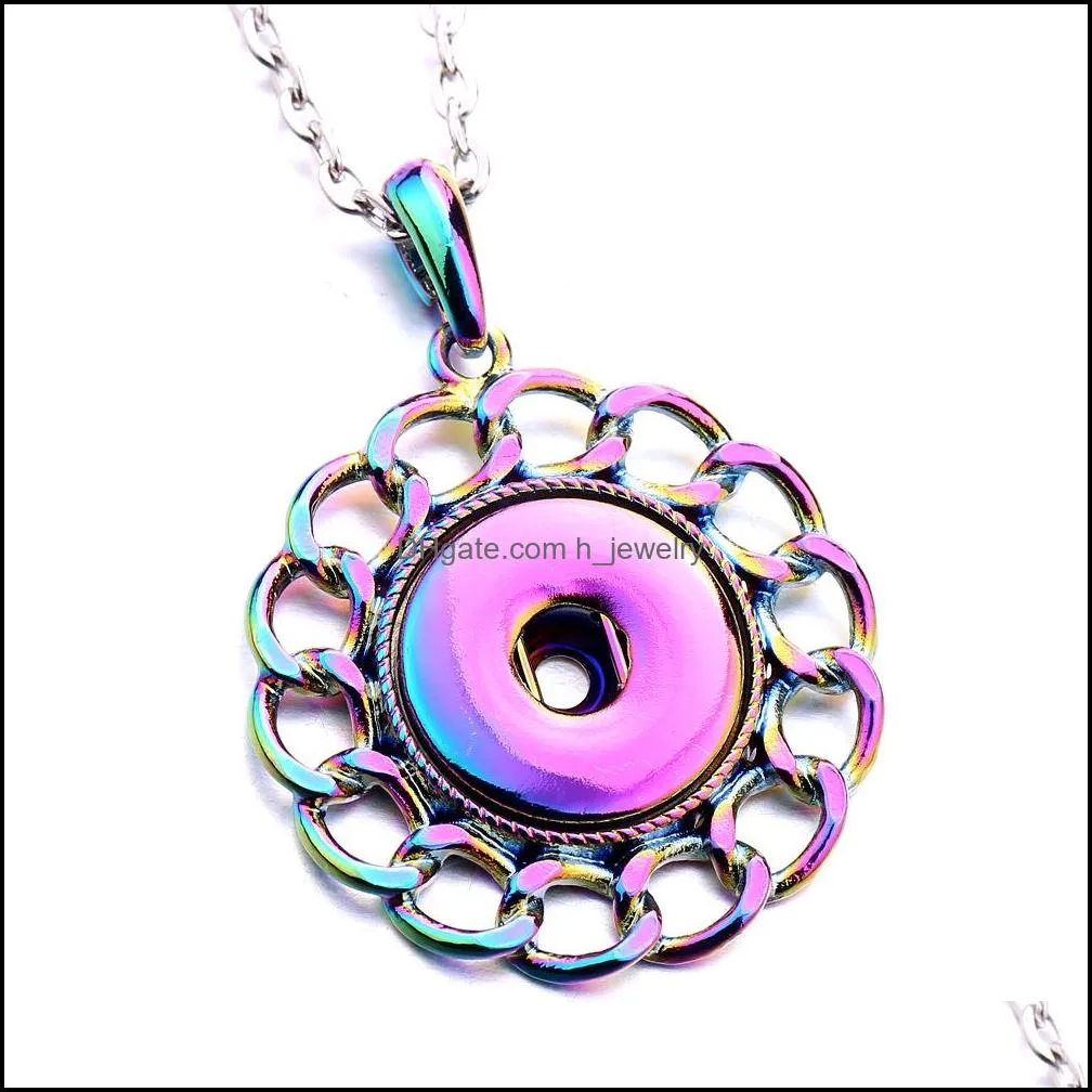 vintage snap button jewelry dazzle color plating pendant fit 18mm snaps buttons necklace for women men noosa n130