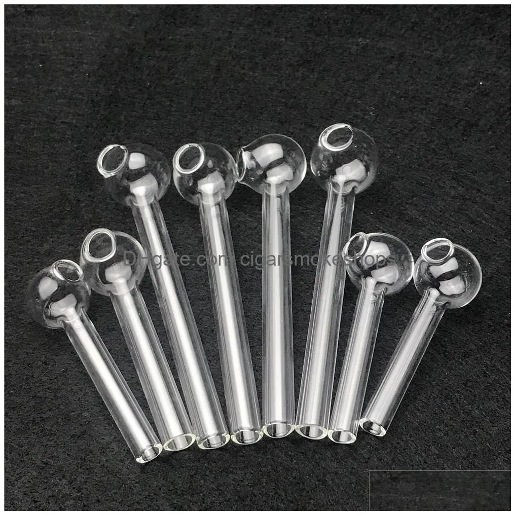 6cm 10cm glass oil burner pipe mini thick pyrex smoking pipes clear test straw tube burners for water bong accessories