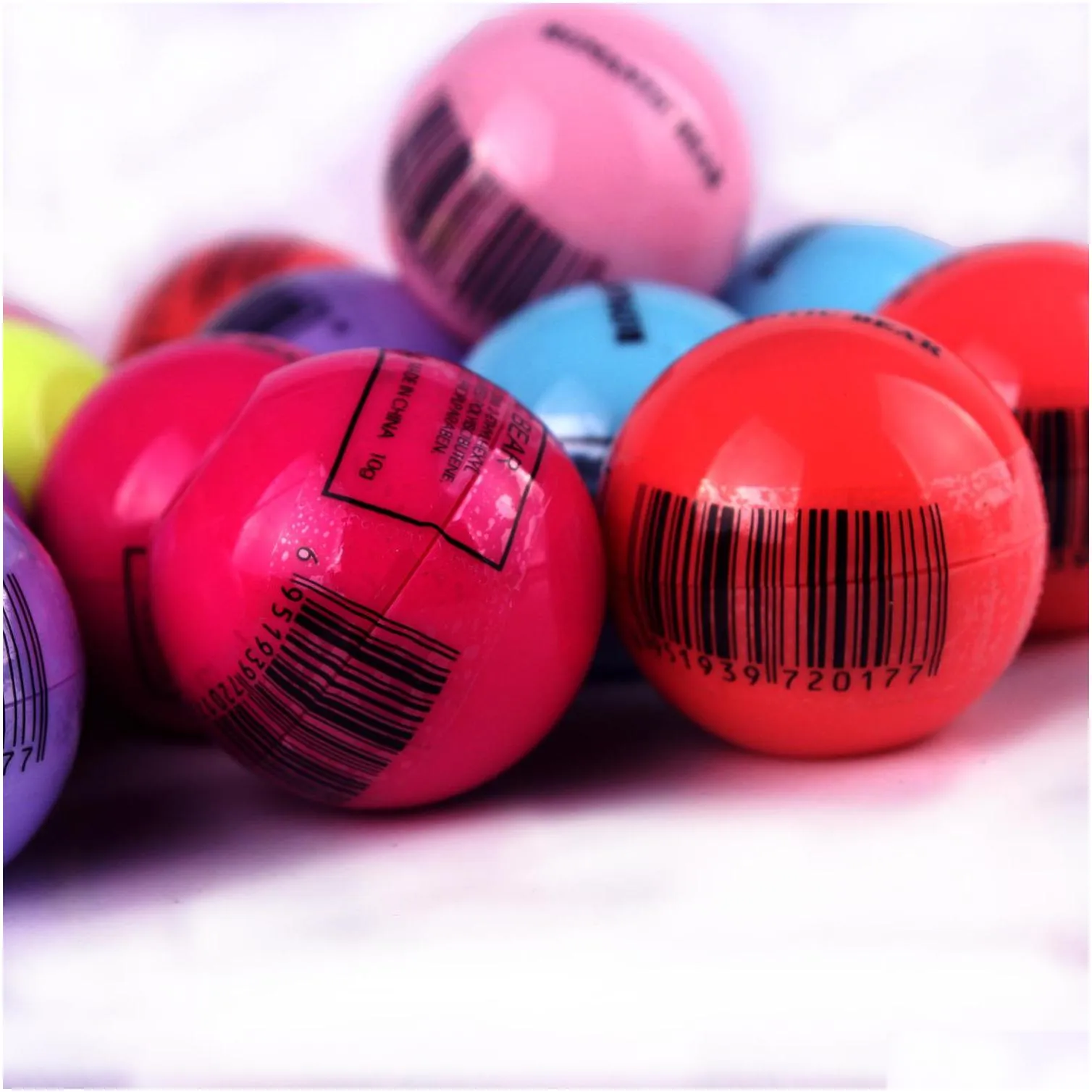 brand new fashion round ball natural organic embellish lip balm lips care 6 color fruit flavour lipgloss gloss lipstick