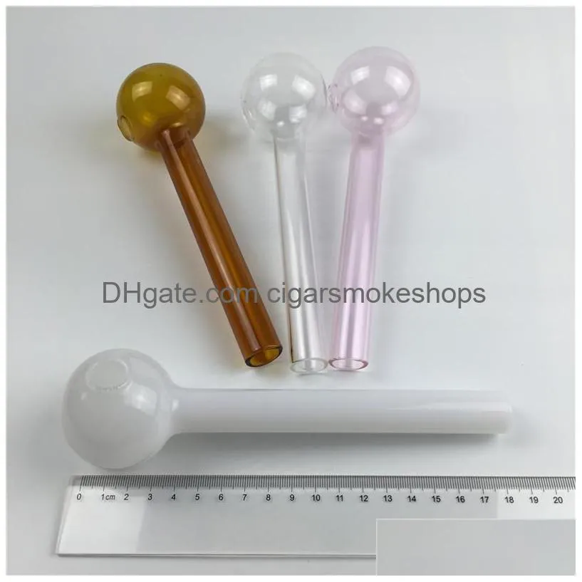 7.3 inch glass oil burner pipe big colorful glass oil burner pipes with white pink brown clear thick pyrex glass smoking pipes