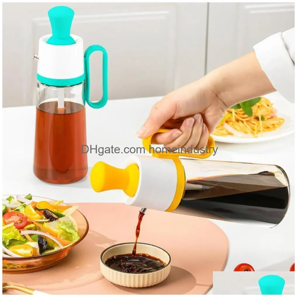 bbq tools accessories 2 in 1 oil dispenser bottle with brush convenient liquid seasoning big capacity bottle kitchen bbq pastry brushes tools acces