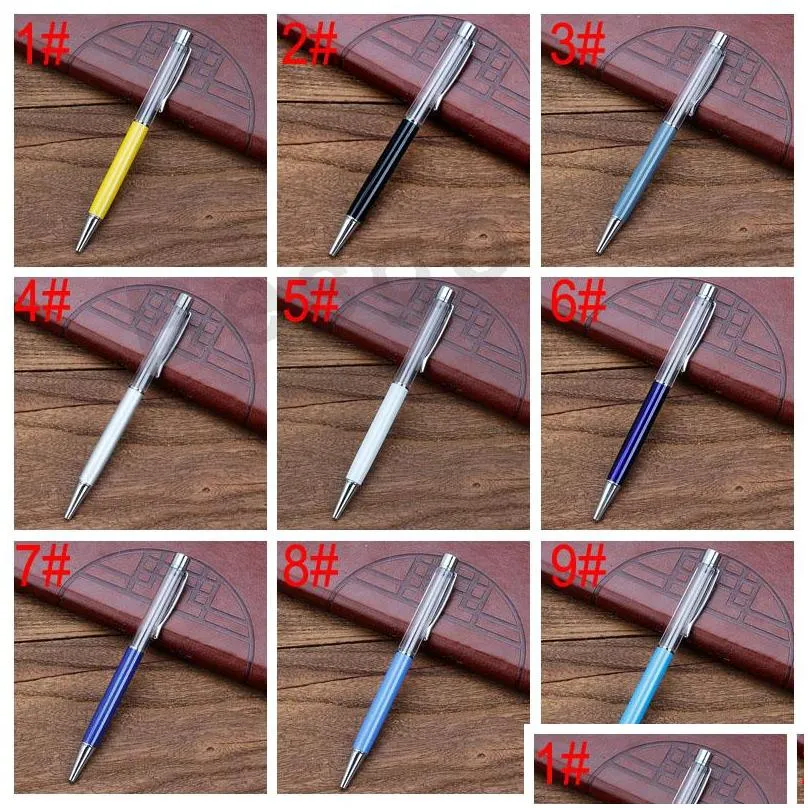 students colorful crystal ball pens diy blank ballpoint pen school office signature ballpoint pen bh2542 tqq