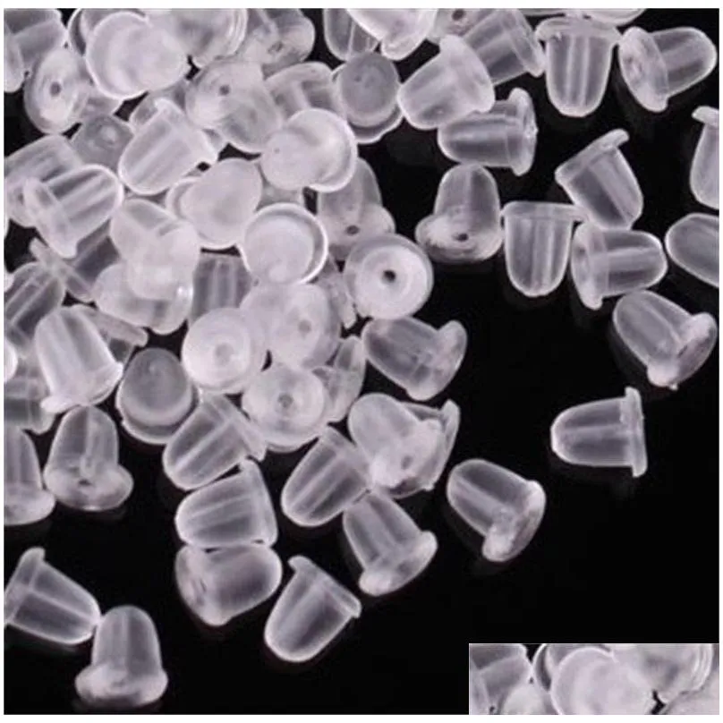 100x clear soft plastic silicone rubber backs stoppers earstud earring plugs back caps clear lock stopper earnut findings jewelry 197