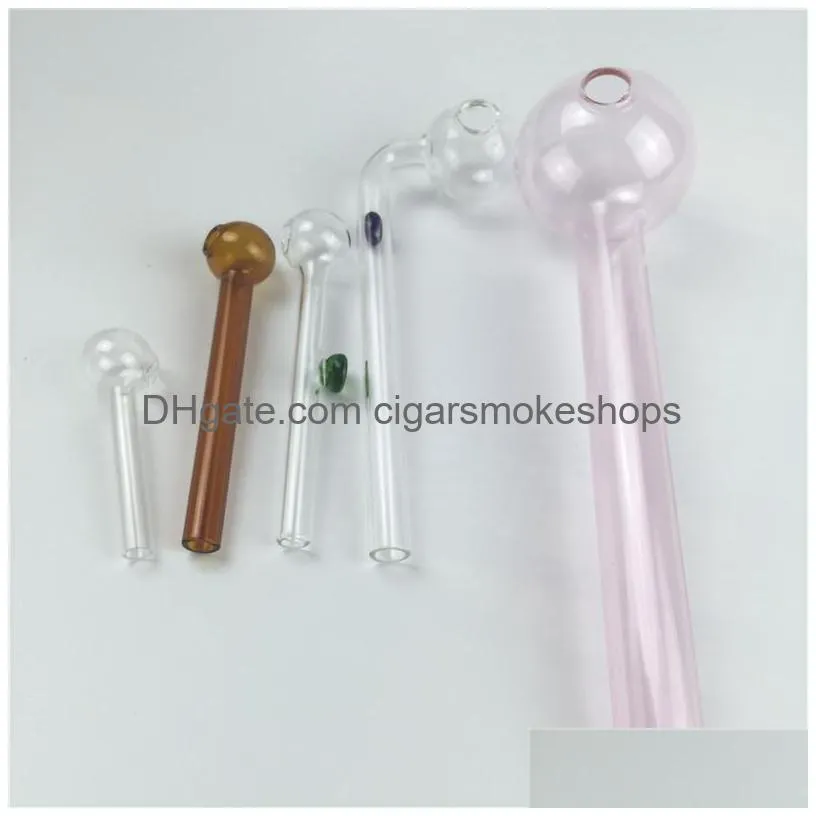 pack of 5 thick glass oil burner pipe with 185mm 150mm 100mm 60mm mix color pyrex hand pipe oil burner bubbler for smoking