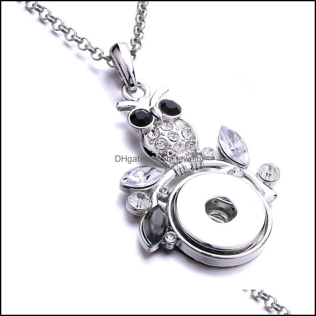 snap button charms jewelry zircon round flower pendant fit 18mm snaps buttons necklace for women noosa d092