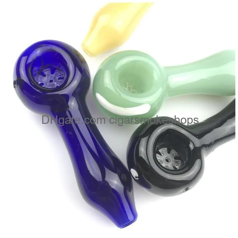 new glass snowflake filter hand pipes with thick pyrex colorful glass tobacco pipe 4.3 inch 50g unique bowls for smoking