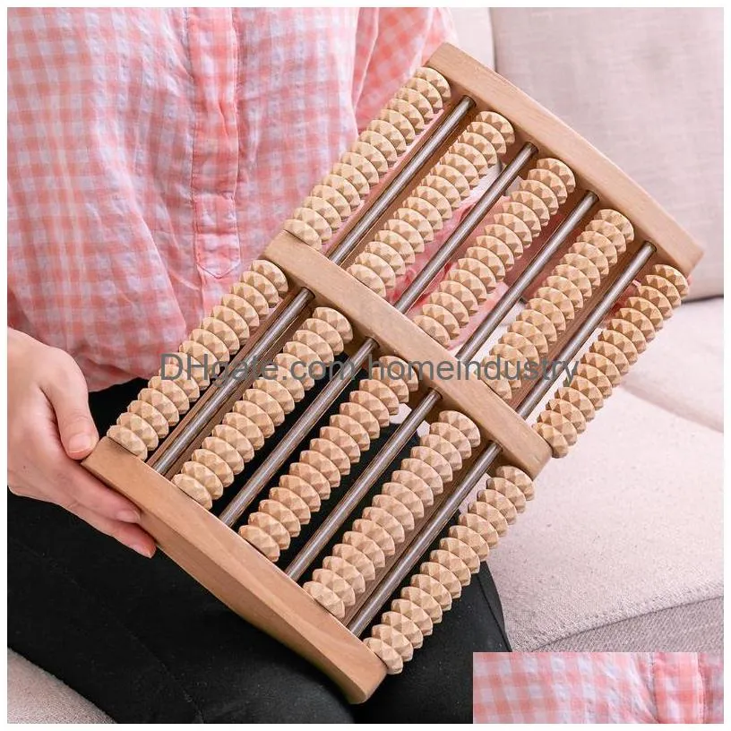 party gift wooden 3/6 row foot massager pain stress relief shiatsu roller foot care massager roller heath therapy relax massager