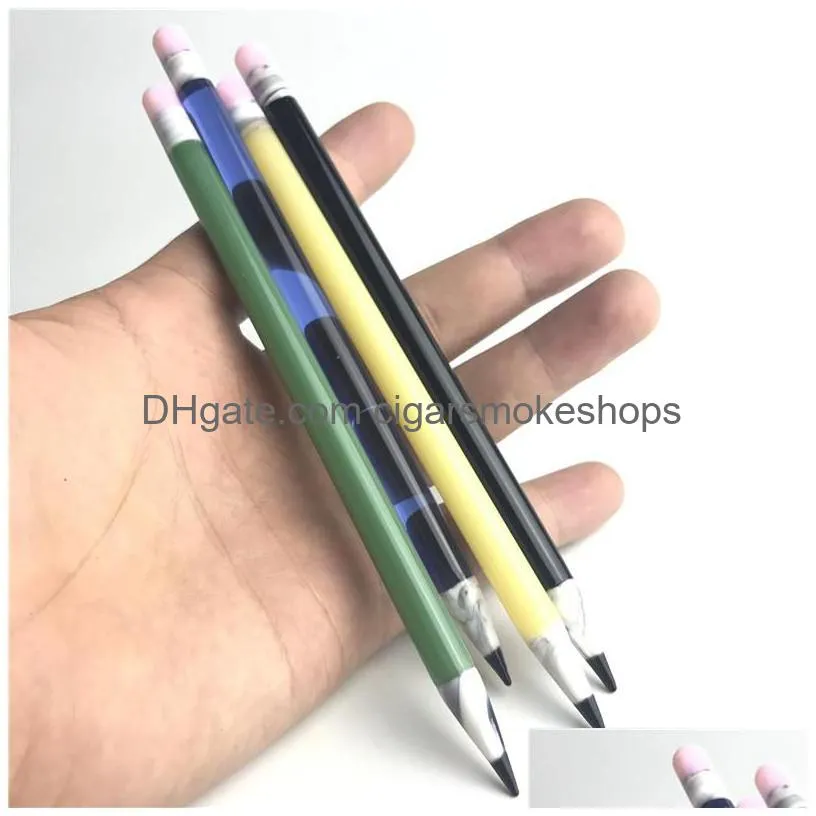 6 inch glass dabber tools pen oil wax dab tool with yellow jade green black blue colorful glass pencil dabbers tools for smoking