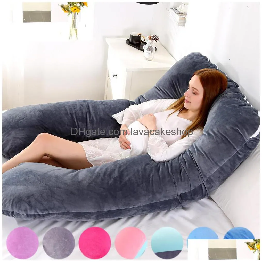 116x65cm pregnant pillow case gravida u type lumbar pillowcase multi function side protect cushion cover for pregnancy women lj200826