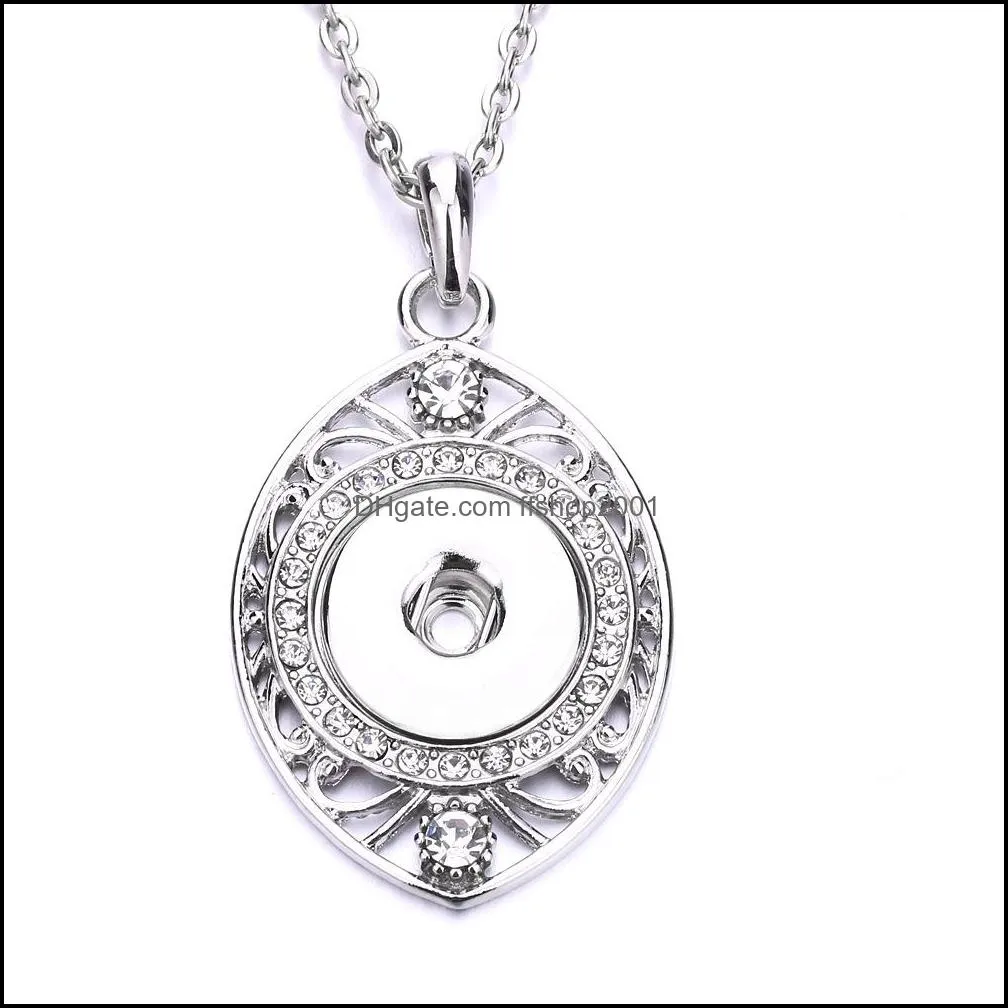 snap button charms jewelry zircon hollow round geometric pendant fit 18mm snaps buttons necklace for women noosa d101