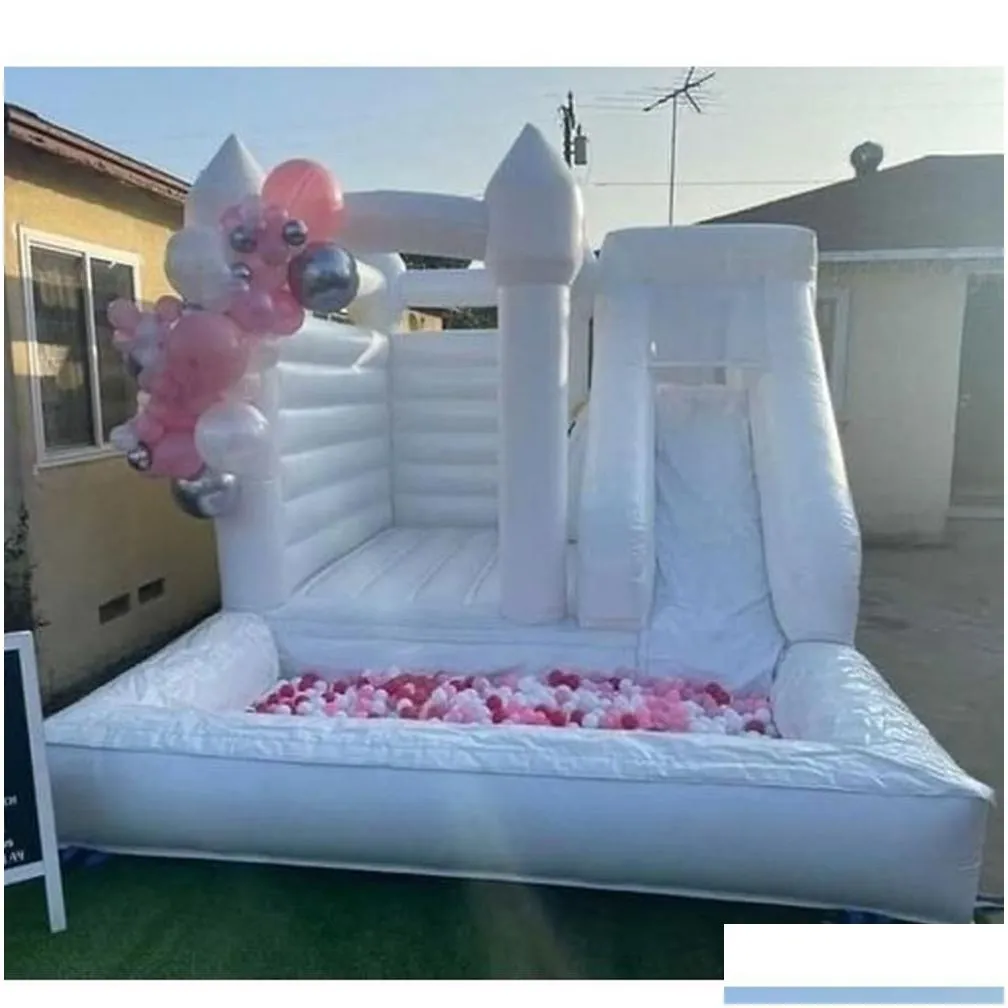 playhouse pvc jumper inflatable wedding white bounce combo castle with slide and ball pit jumping bed bouncy castle pink bouncer house moonwalk for fun