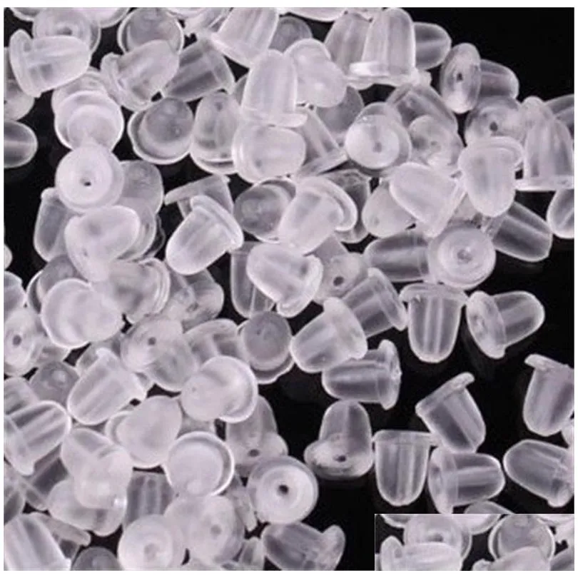 100x clear soft plastic silicone rubber backs stoppers earstud earring plugs back caps clear lock stopper earnut findings jewelry 197