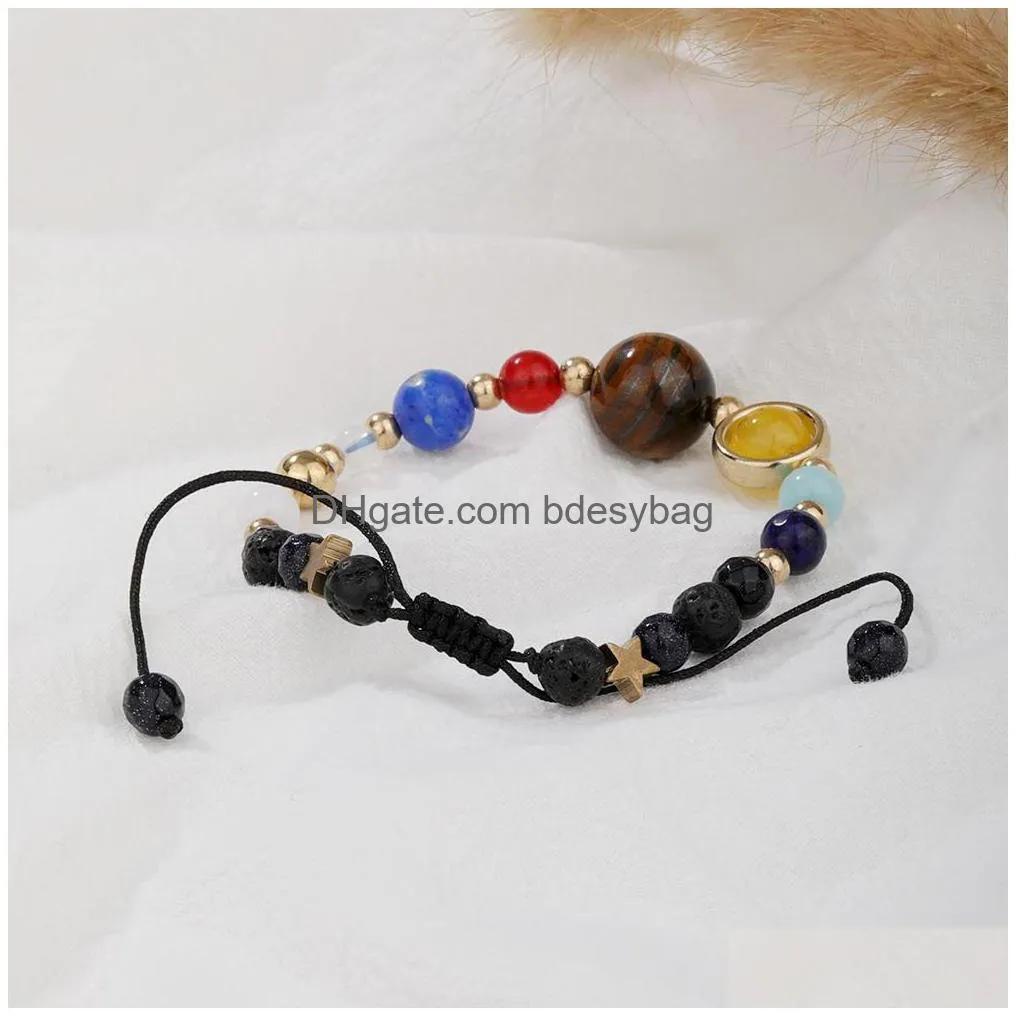 new galaxy planets bead bracelet for women men natural stone universe solar yoga chakra handmade braided bracelet jewelry wholesale