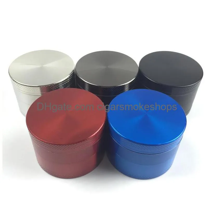 4 piece 55mm herb grinder metal with smoking cnc teeth tobacco grinders black silver dark grey blue red space case for water pipes