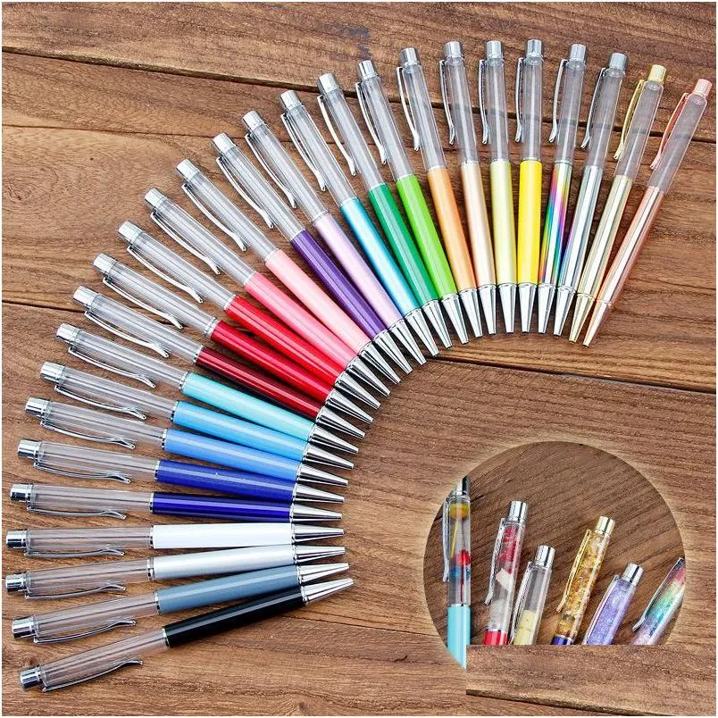 creative diy blank ballpoint pen student glitter writing pens colorful crystal ball pens