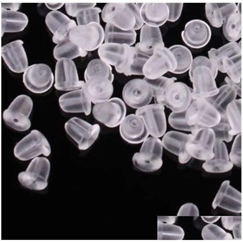 100x clear soft plastic silicone rubber backs stoppers earstud earring plugs back caps clear lock stopper earnut findings jewelry 197