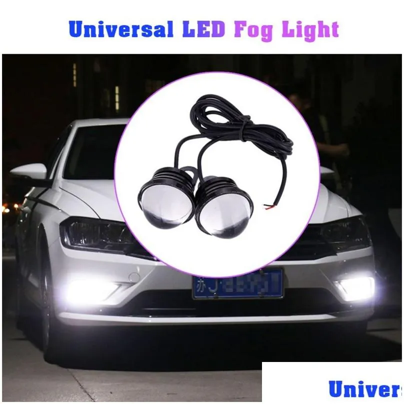 1pair car led light daytime running lights drl external fish led  eye automobile strobe flash lamp
