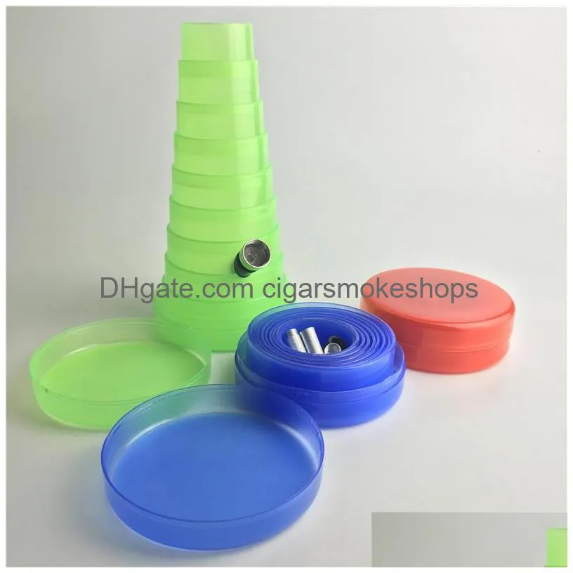 mini foldable tracking bongs 1.3 to 8 inch plastic bong water pipes green red blue oil rigs 3 pieces disassemble metal pipe