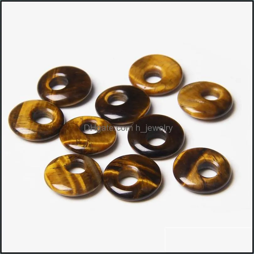 natural tiger eye stone gogo donut charms pendants beads 18mm for jewelry making wholesale