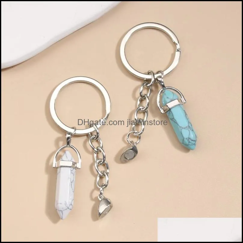 2pcs/set lover keychain natural crystal quartz stone key ring heart magnetic button key chains for couple friend gifts diy handmade