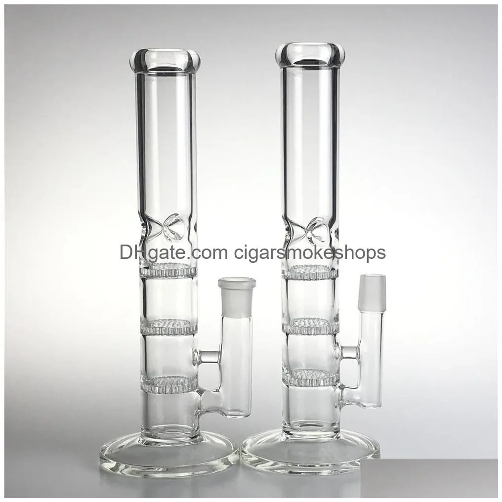 thick recycler heady glass bong water pipes with 10.5 inch 3 honeycombs filter oil rigs 18mm male glass beaker bongs