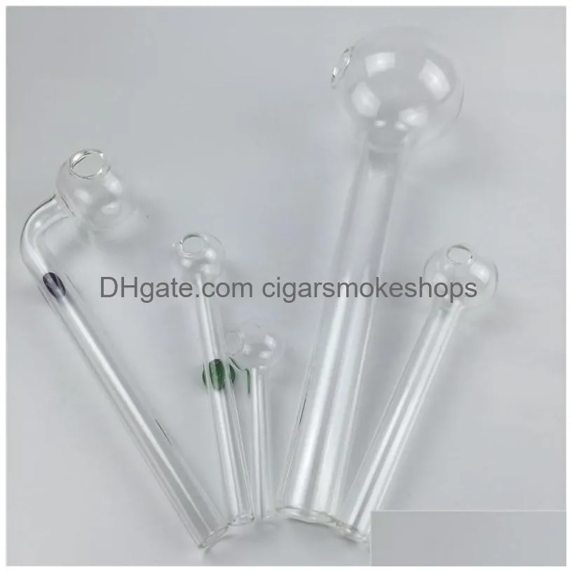 pack of 5 thick glass oil burner pipe with 185mm 150mm 100mm 60mm mix color pyrex hand pipe oil burner bubbler for smoking