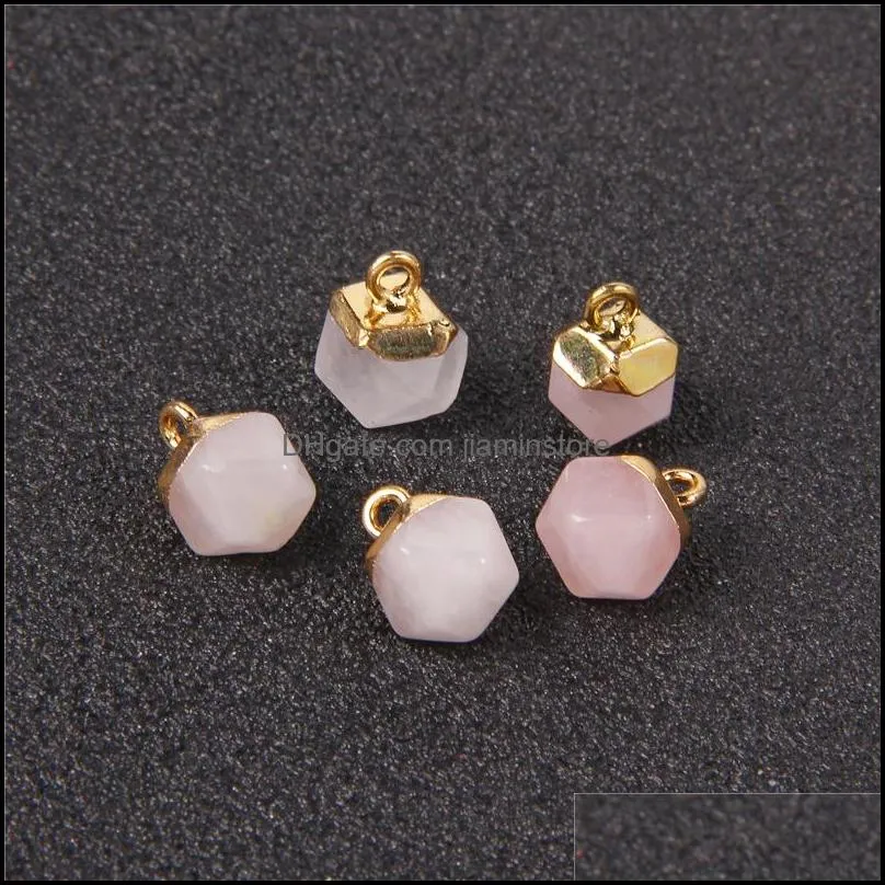 wholesale natural crystal tiger eye agate stone charms pendant irregular rhombus quartz pendants for jewelry making diy necklace