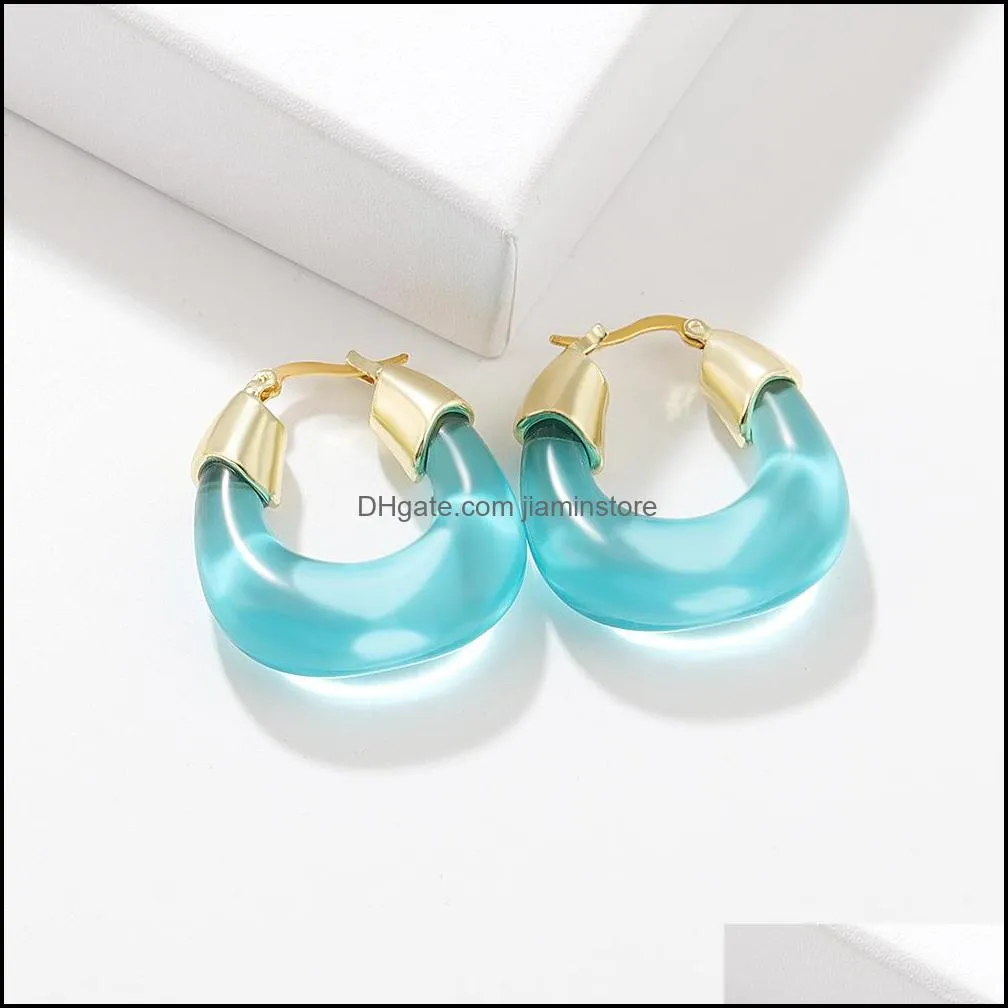 resin acrylic gold charms clip earrings for woman fashion korean exaggeration big earrings jewelry gift