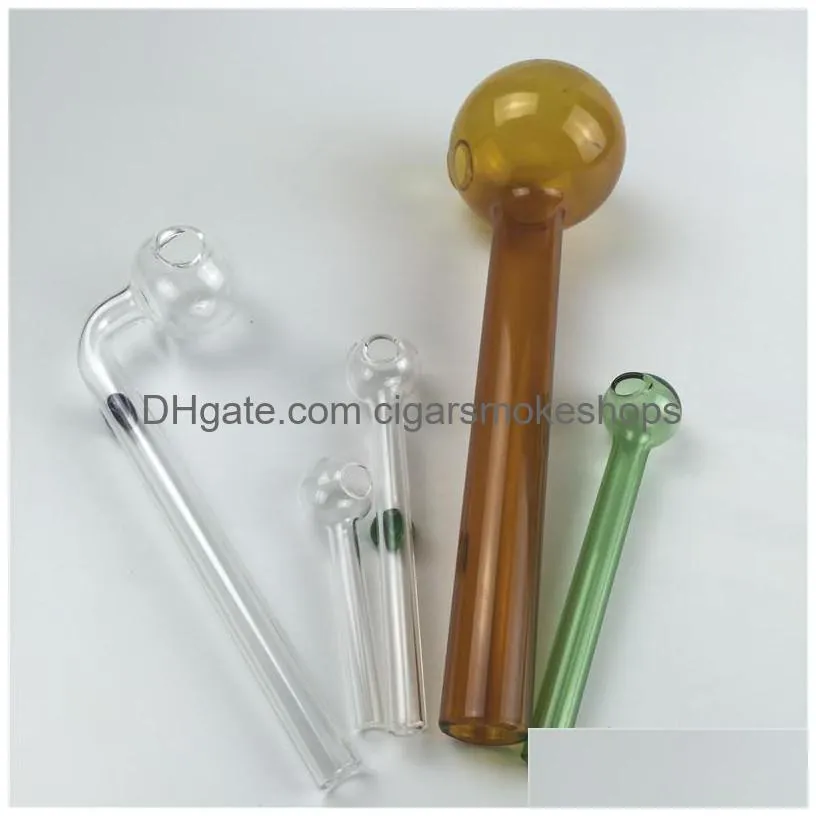 pyrex glass oil burner pipe with 185mm 150mm 100mm 60mm colored thick hand pipes for smoking glass oil burner bubbler