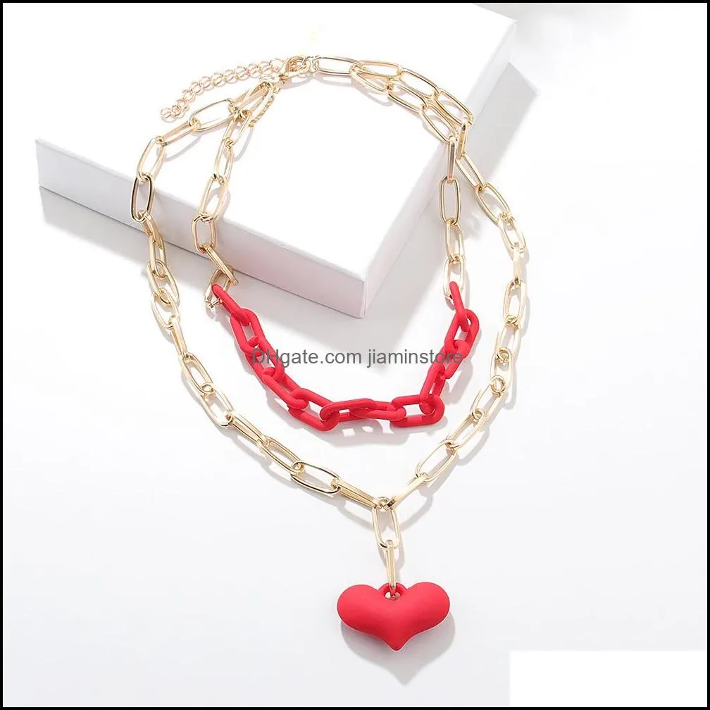 womens neck chain fashion colorful heart acrylic thick necklace for women men bohemian plastic choker collar necklace jewelry gifts