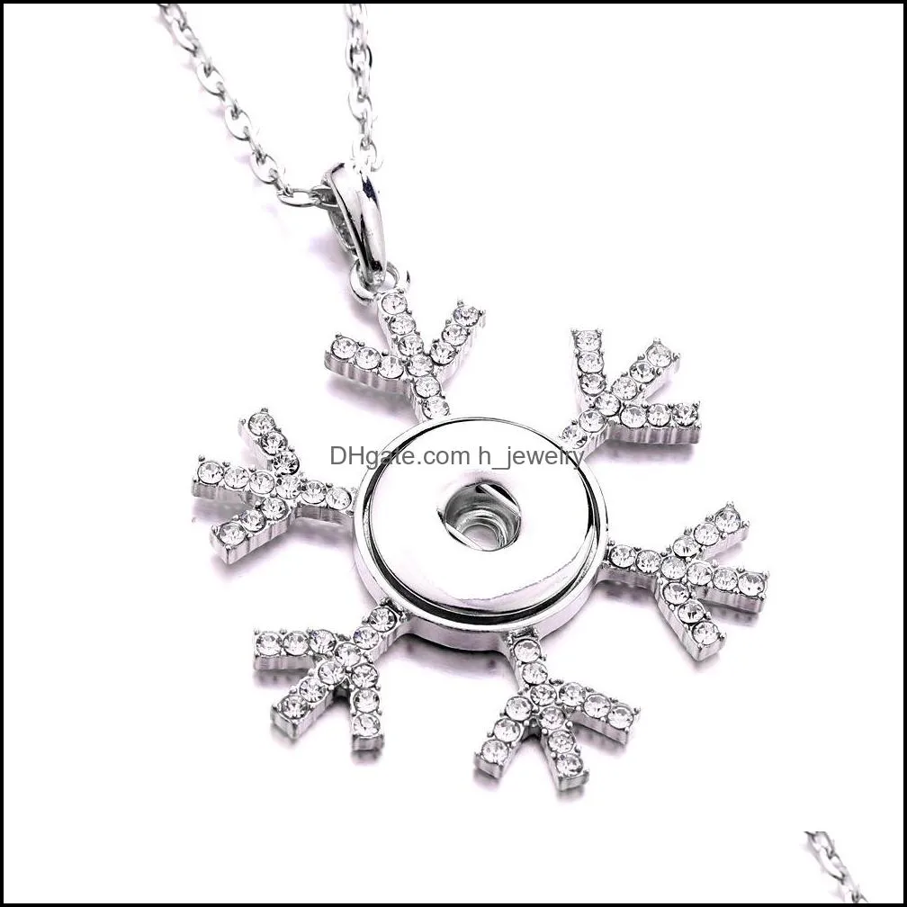 gold silver snap button charms jewelry snowflake shape pendant fit 18mm snaps buttons necklace for women noosa d336