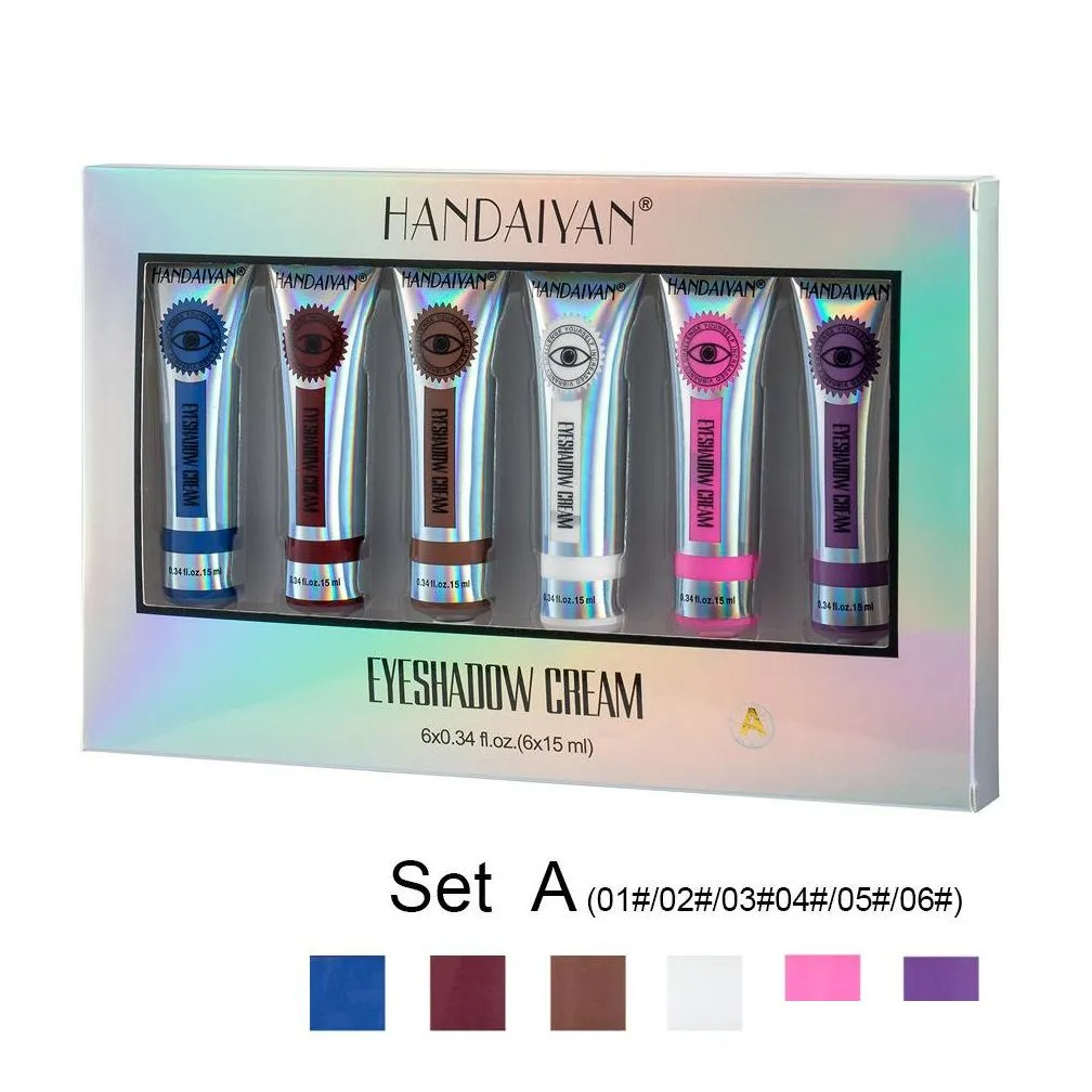 handaiyan 6colors/set matte neon eyeshadow high pigment easy to apply yellow pink eye shadow dust summer matte eyeshadow cream