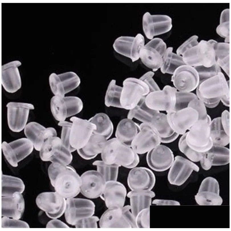 100x clear soft plastic silicone rubber backs stoppers earstud earring plugs back caps clear lock stopper earnut findings jewelry 197