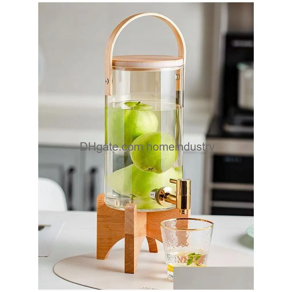 tabletop wine racks glass cold water pitcher household large capacity with tap cups wine juice barrel heat resistant lemon water bottle